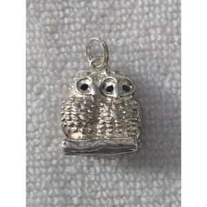 Vintage 925 Sterling Silver/Gold Tone Owls Pendant
